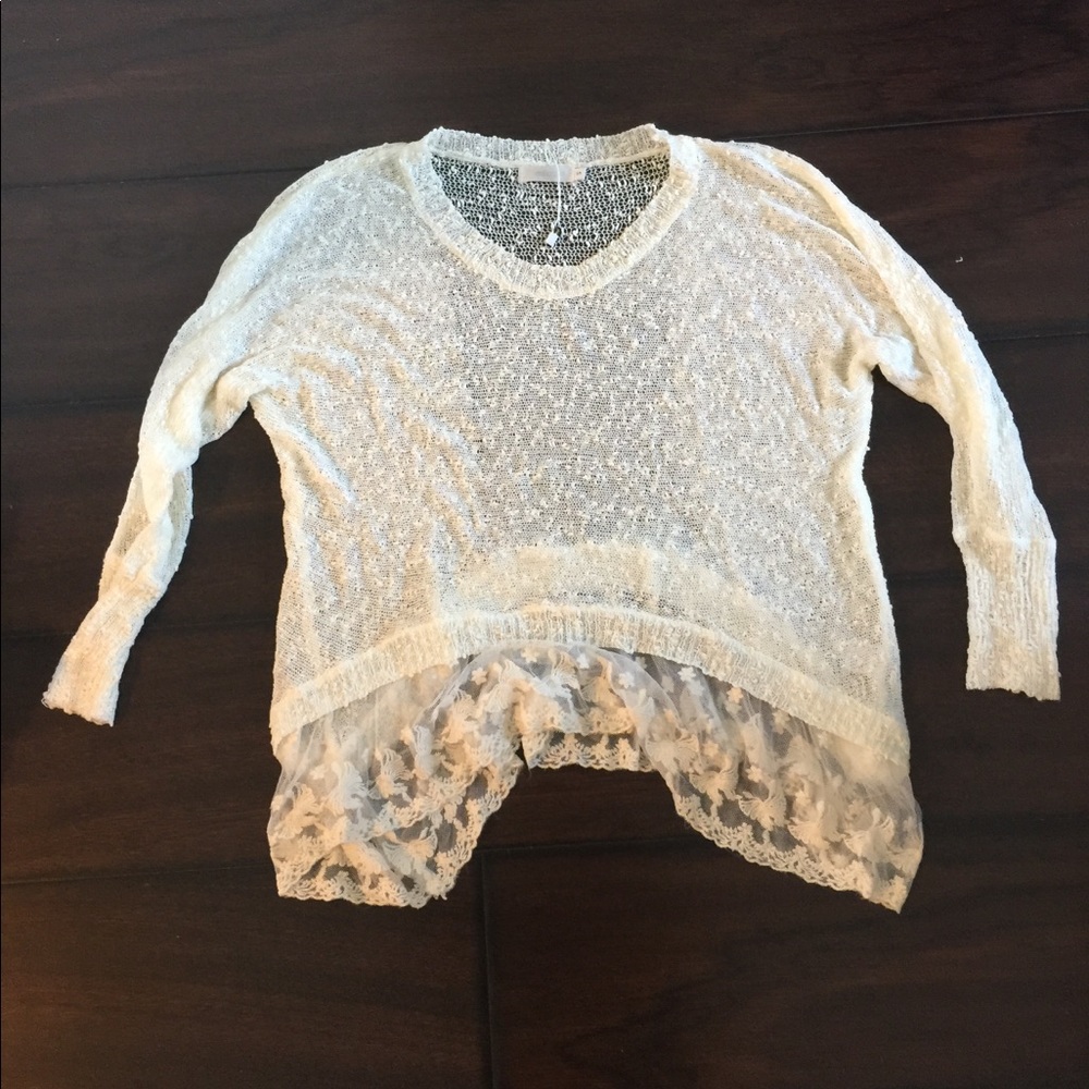 LF store white lace sweater new small